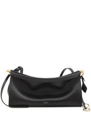 East west medium leather shoulder bag