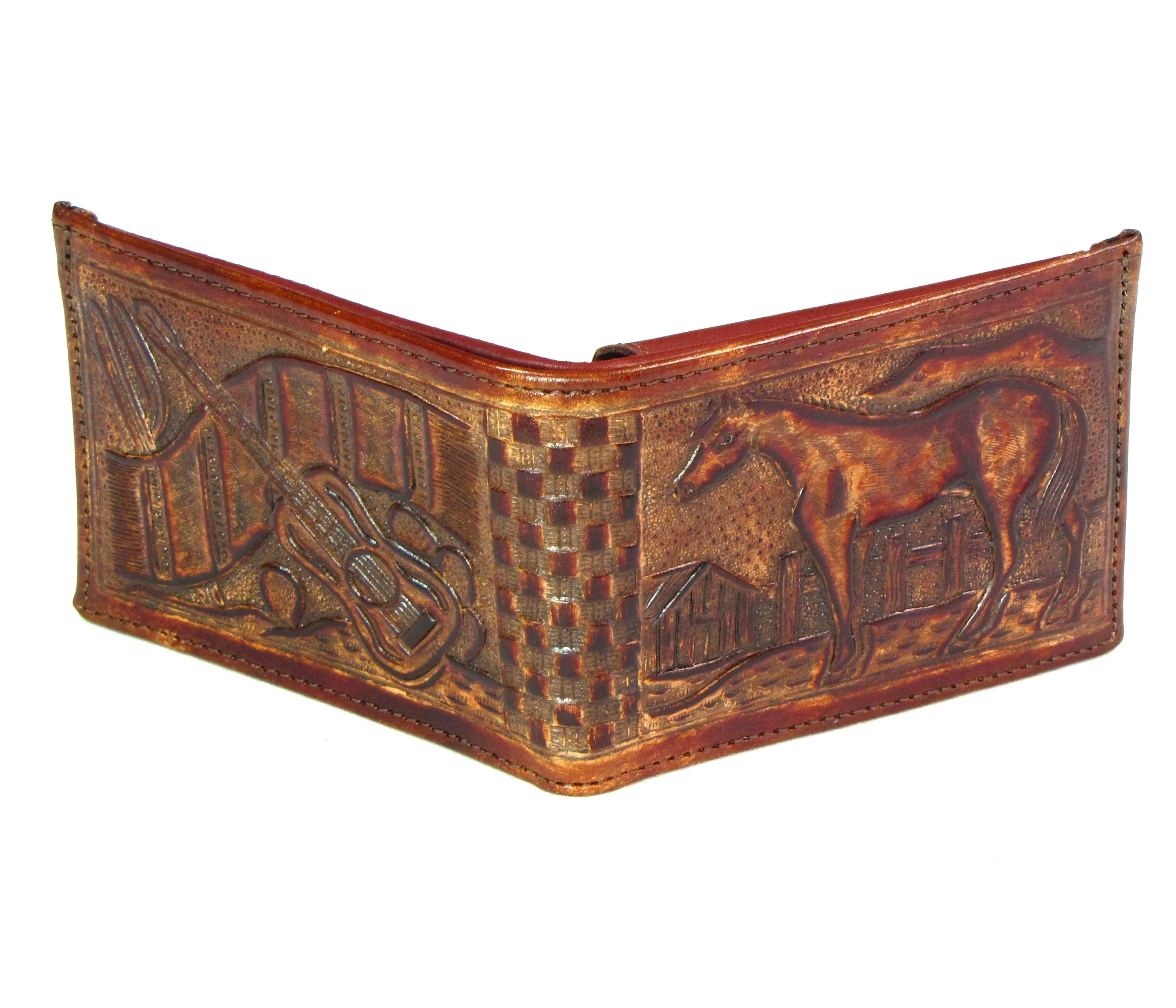 EB38-35  Antique Finish Billfold- Horse