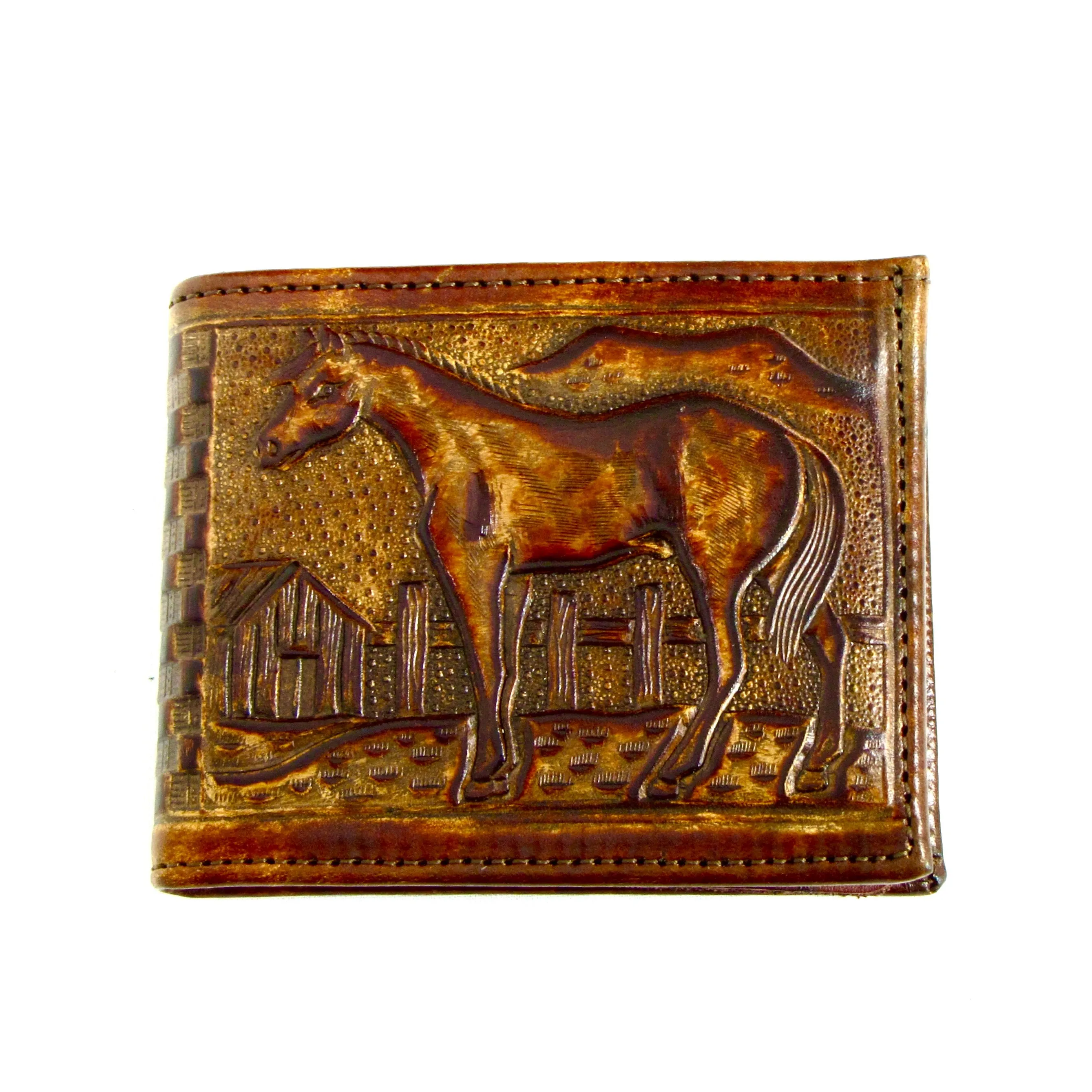 EB38-35  Antique Finish Billfold- Horse