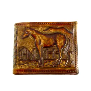EB38-35  Antique Finish Billfold- Horse