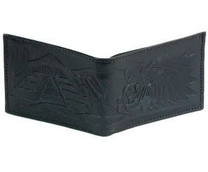 Embossed Slim Billfold- Aztec Warrior Head/Pyramid