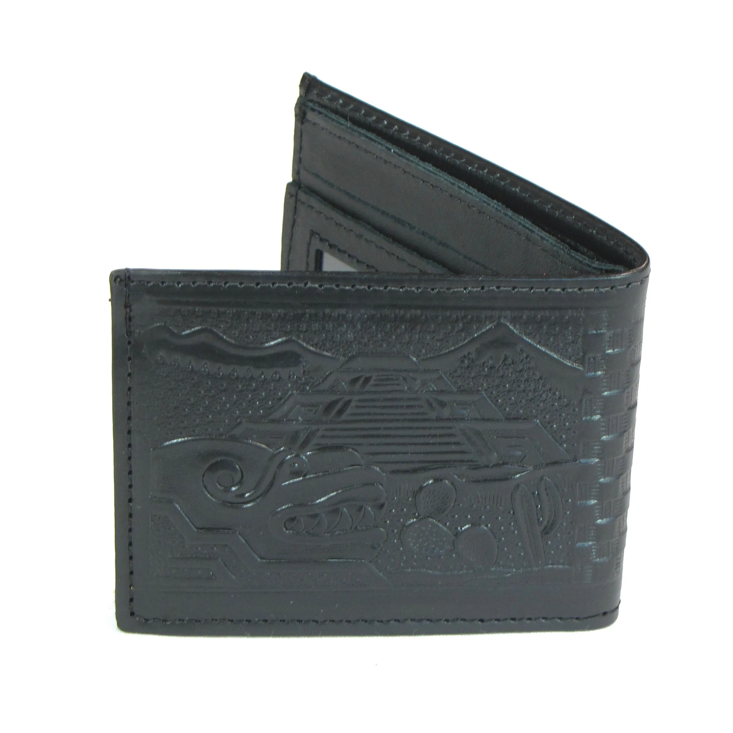 Embossed Slim Billfold- Aztec Warrior
