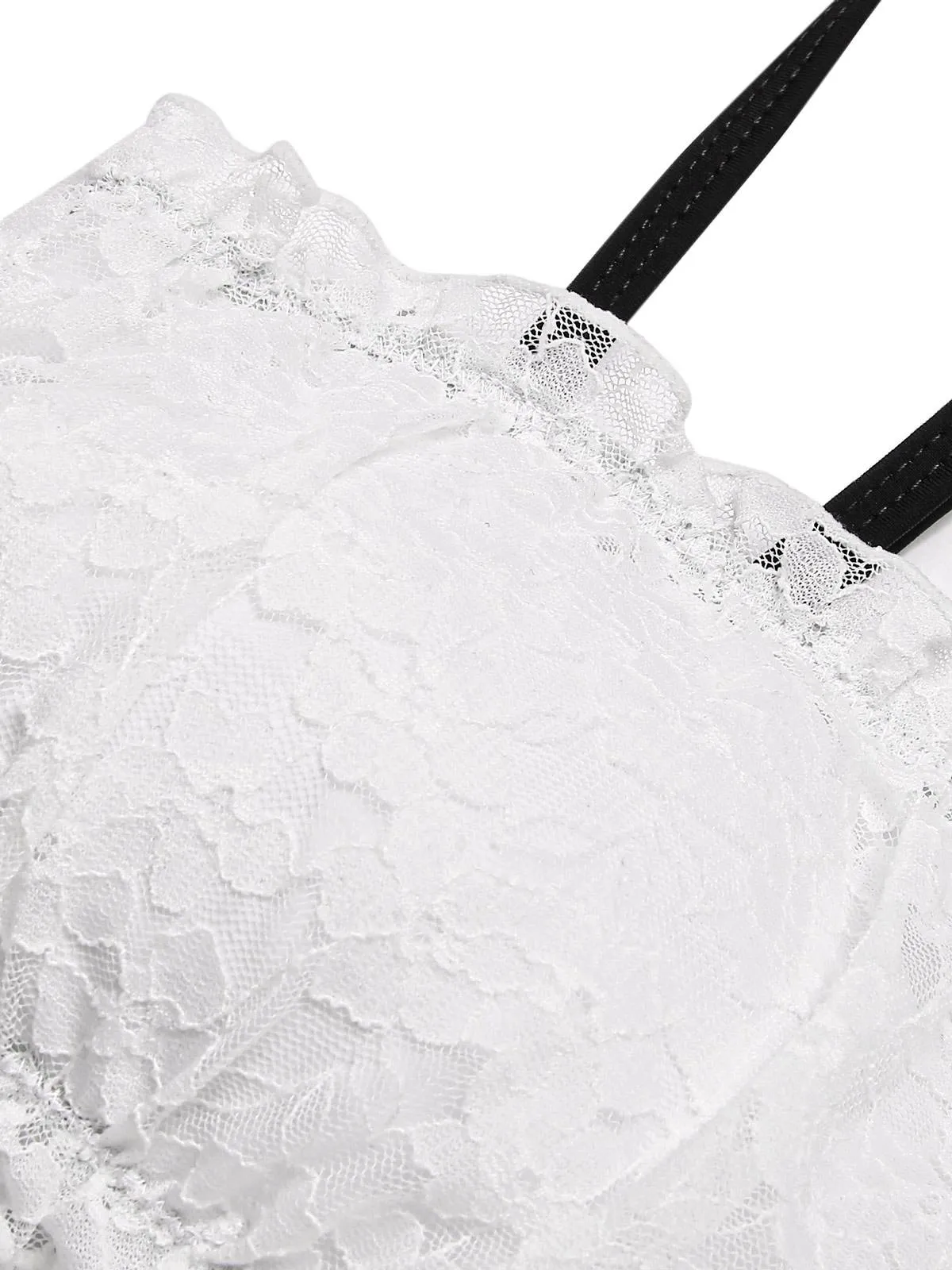 Ensemble bikini en dentelle colorblock noir et blanc années 1930