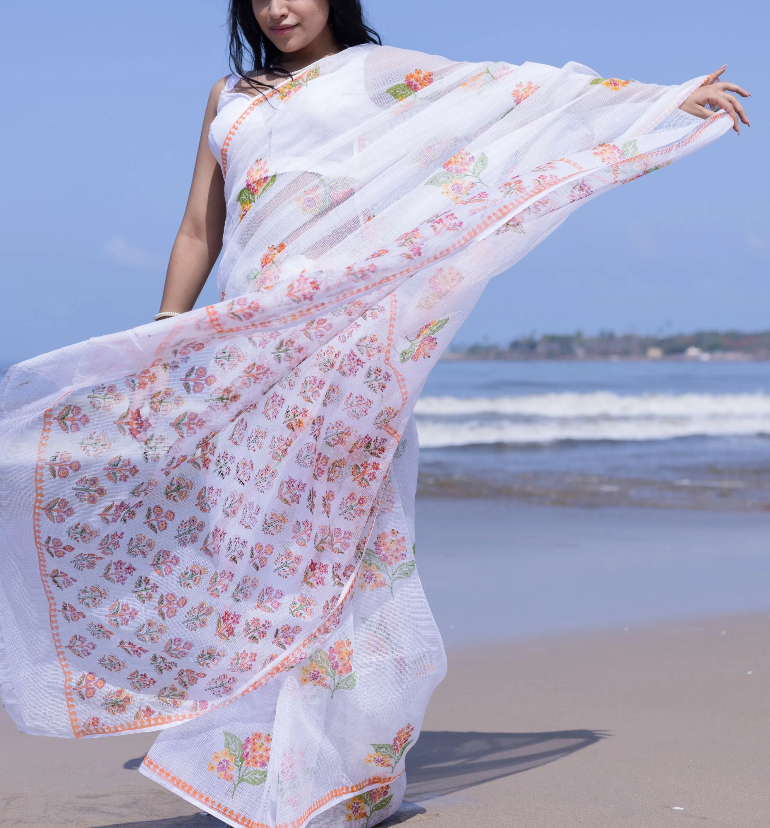 Evergreen printed Kota saree - Bagh- Mogra