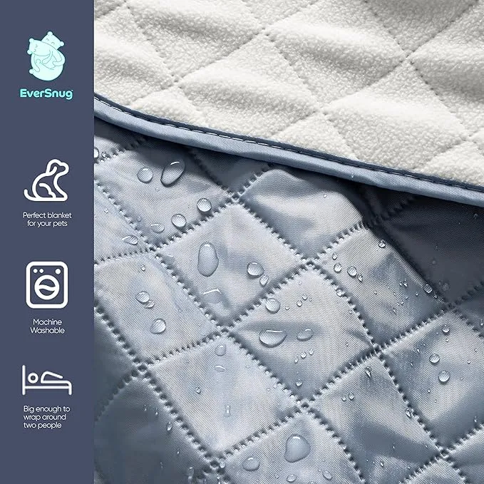 EverSnug Large Waterproof Outdoor Blanket - Extra Thick Premium Quilted Fleece, Waterproof & Windproof, Great for Camping, Picnics, Beaches, Stadiums, Dogs