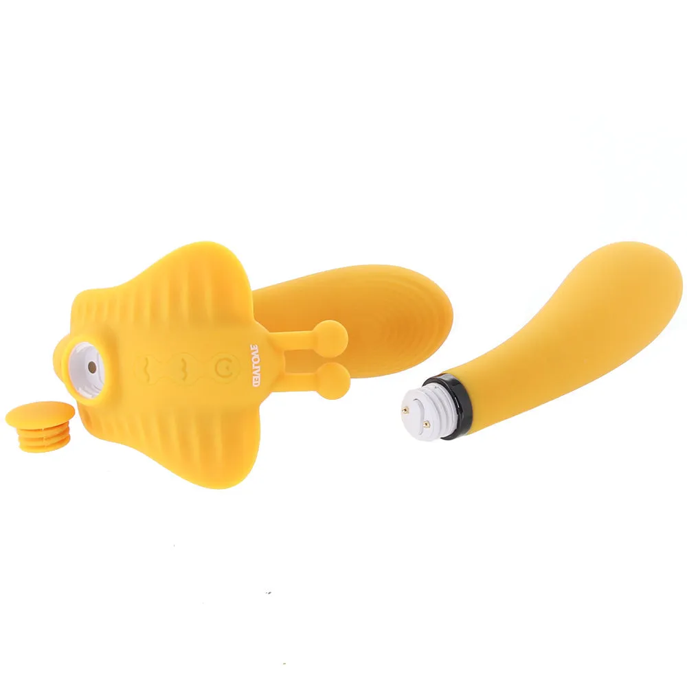 Evolved Monarch Rechargeable Silicone Multifunction Vibrating Strapless Strap-On Yellow
