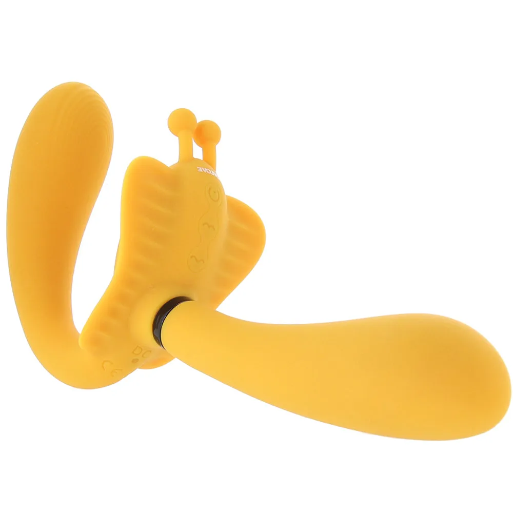 Evolved Monarch Rechargeable Silicone Multifunction Vibrating Strapless Strap-On Yellow