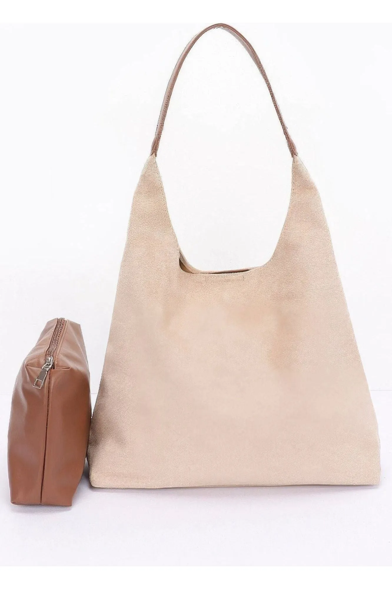 Faux Suede Bindle Bag W/ Pouch
