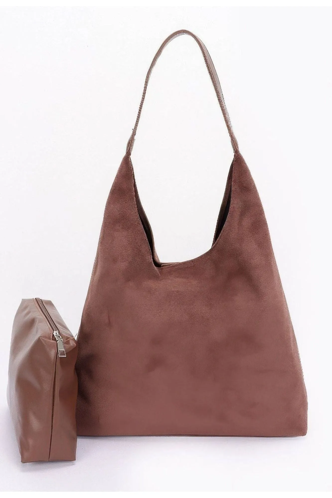 Faux Suede Bindle Bag W/ Pouch