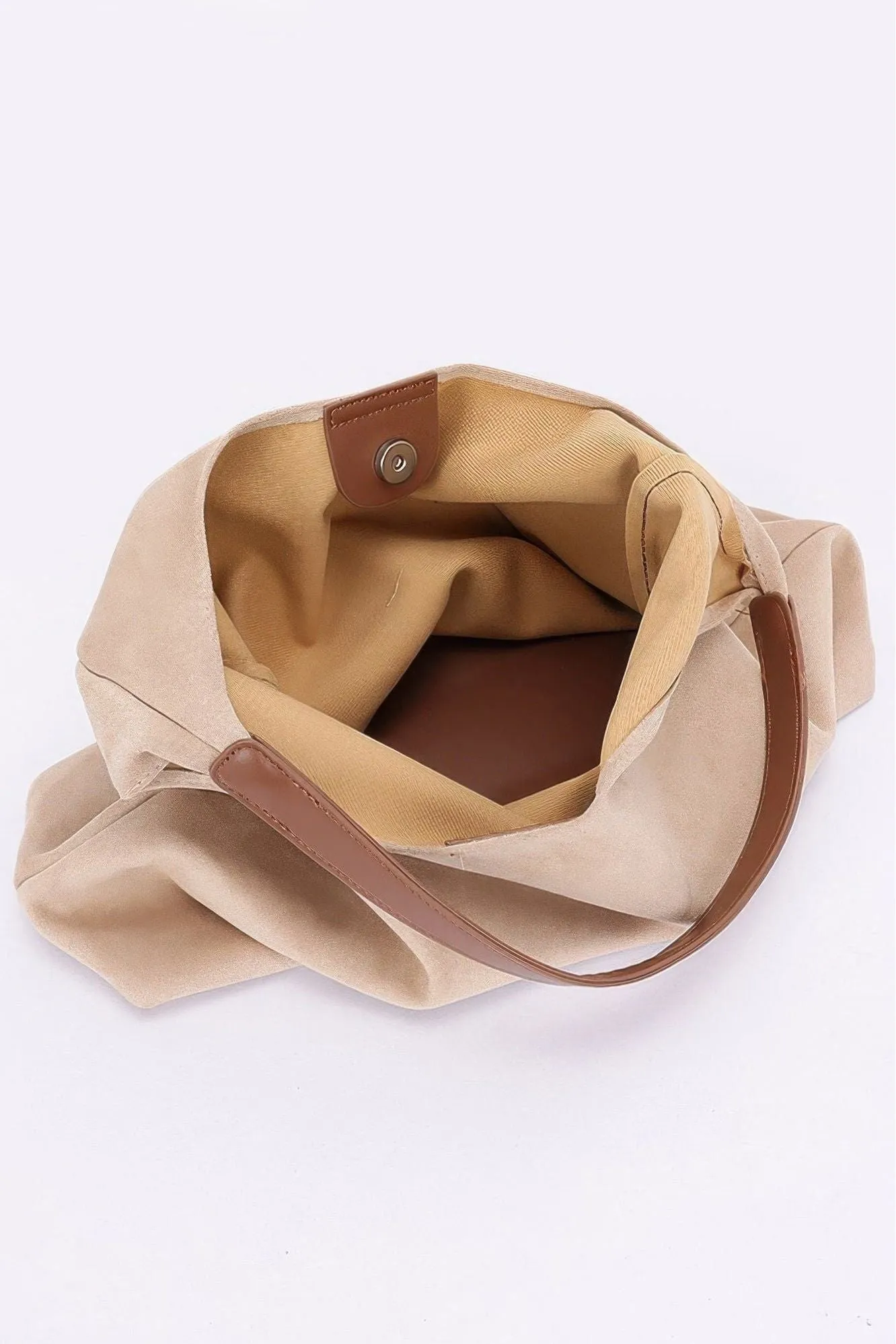 Faux Suede Bindle Bag W/ Pouch