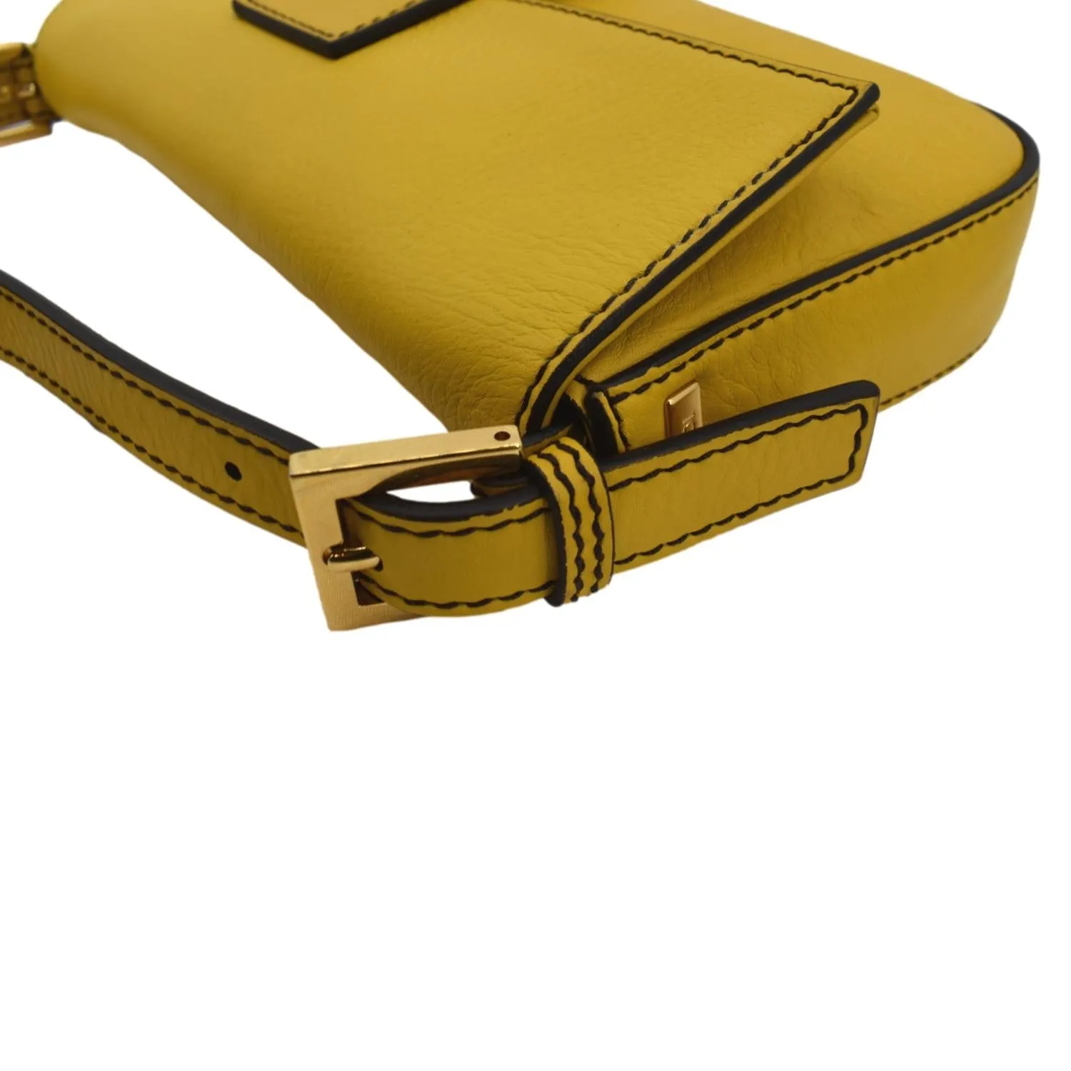 FENDI Convertable Baguette Leather Crossbody Bag Yellow