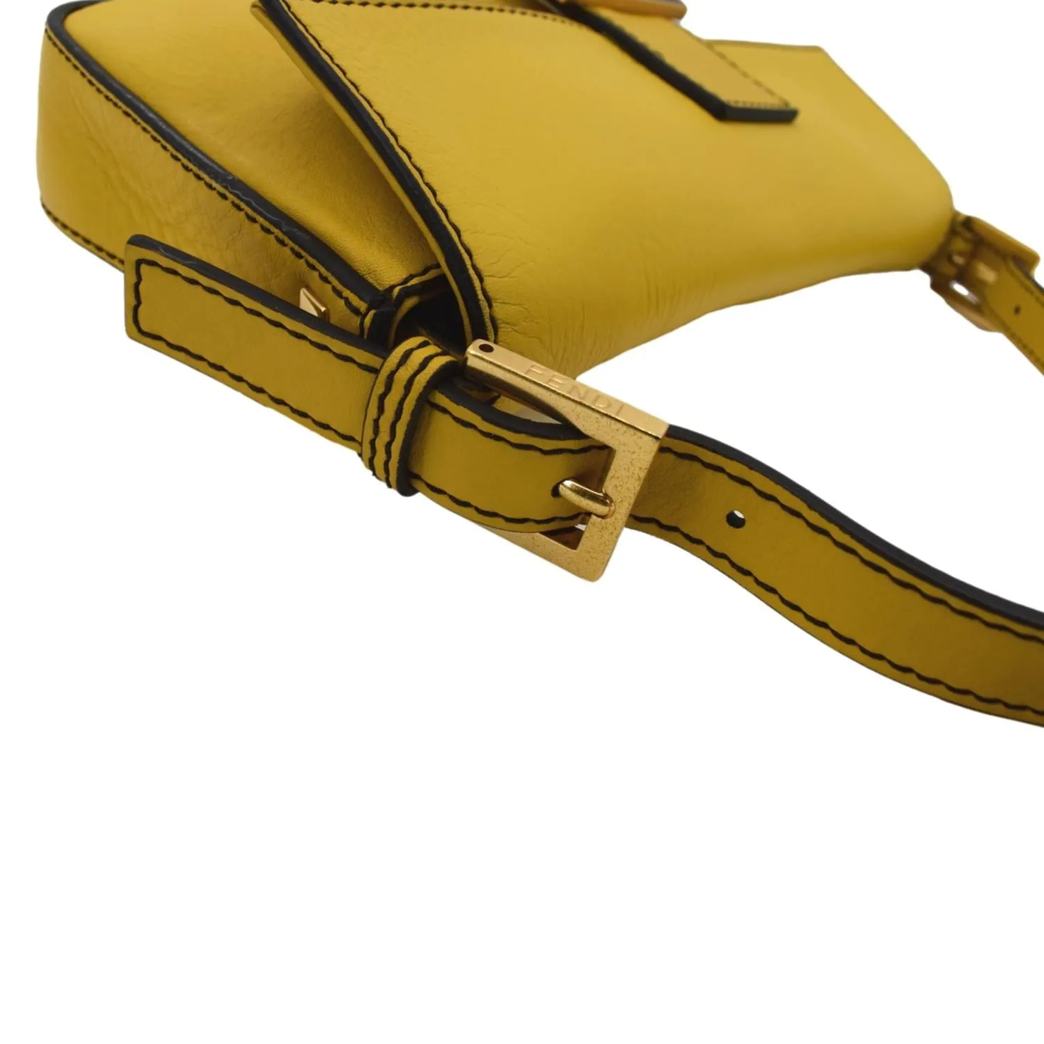 FENDI Convertable Baguette Leather Crossbody Bag Yellow