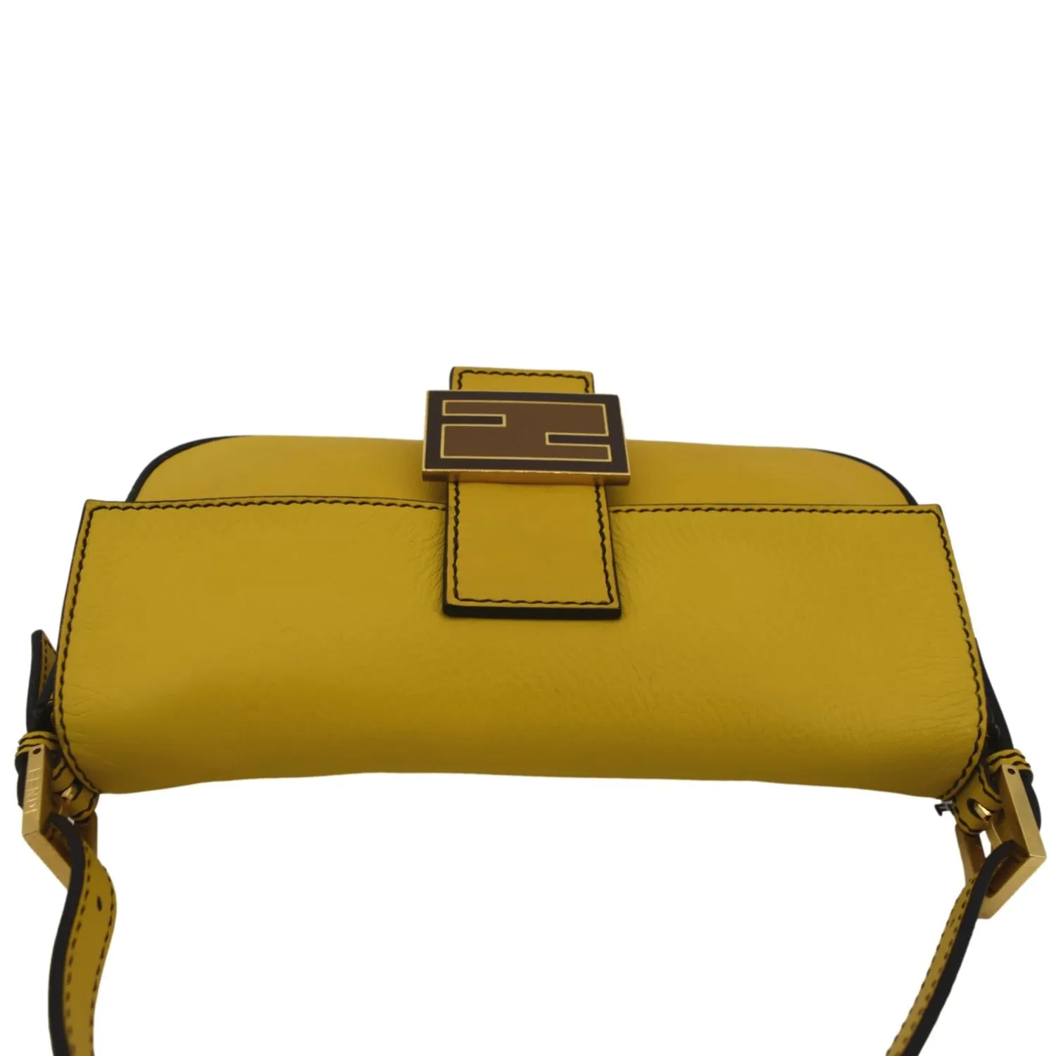 FENDI Convertable Baguette Leather Crossbody Bag Yellow