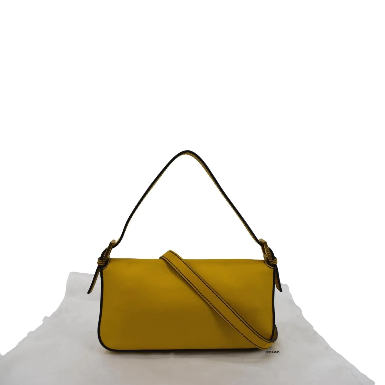 FENDI Convertable Baguette Leather Crossbody Bag Yellow
