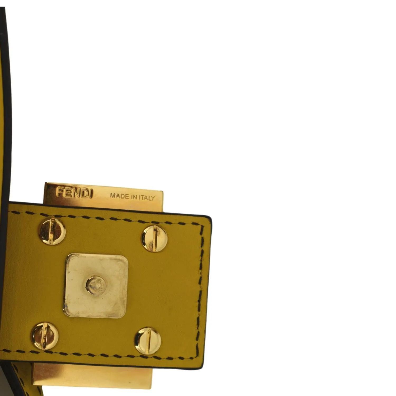 FENDI Convertable Baguette Leather Crossbody Bag Yellow