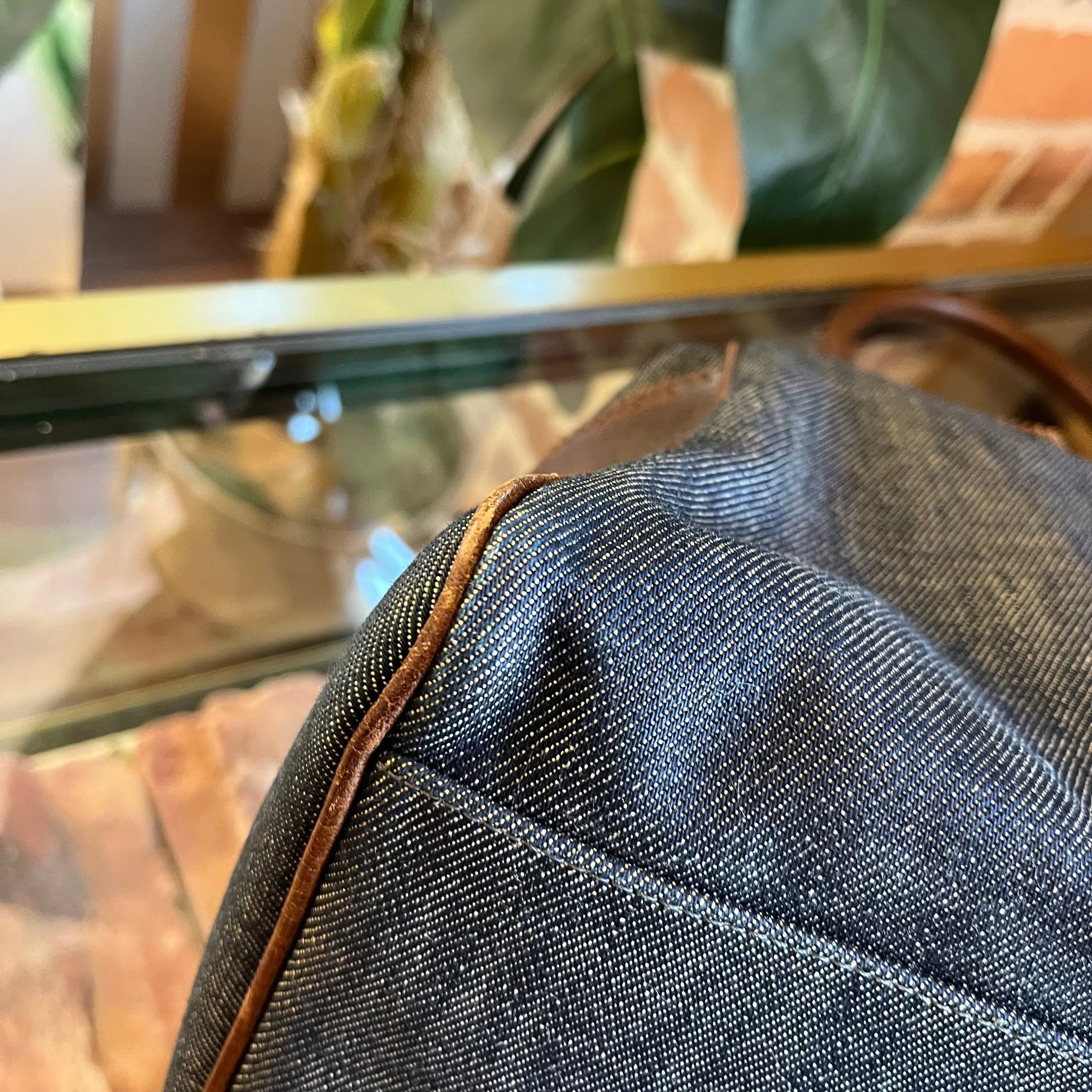 FENDI Du Jour Blue Ethnico Denim Shoulder Bag