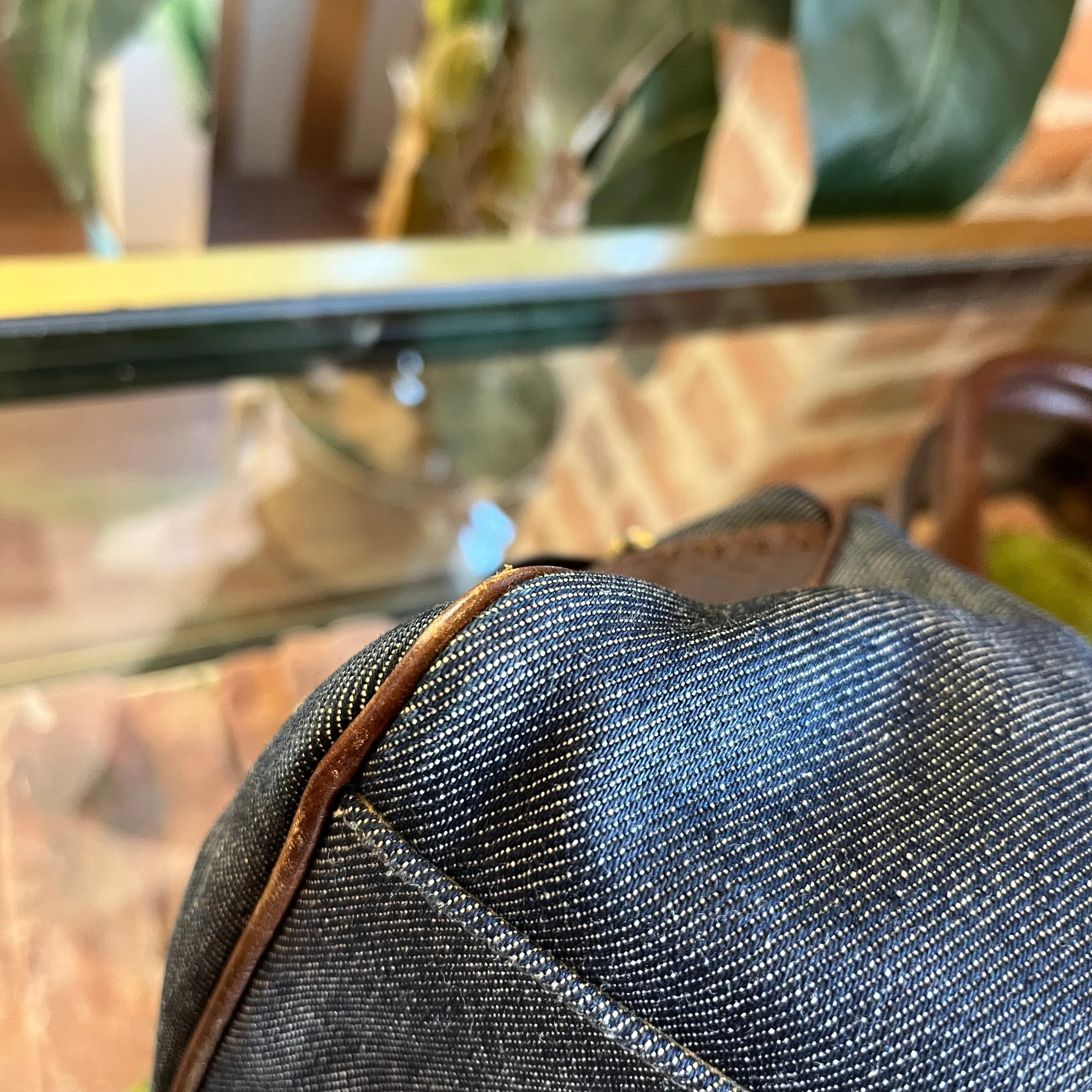 FENDI Du Jour Blue Ethnico Denim Shoulder Bag