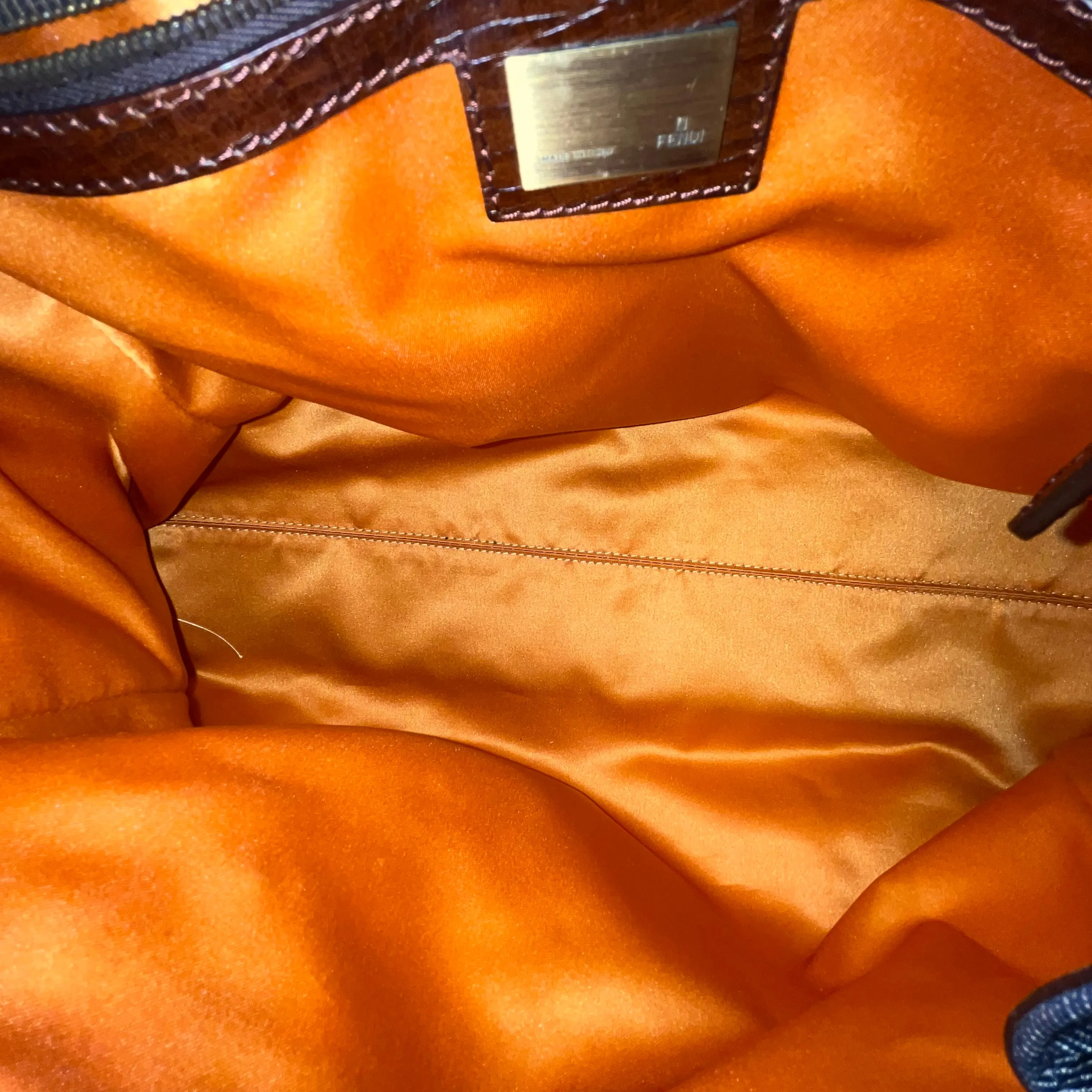 FENDI Du Jour Blue Ethnico Denim Shoulder Bag