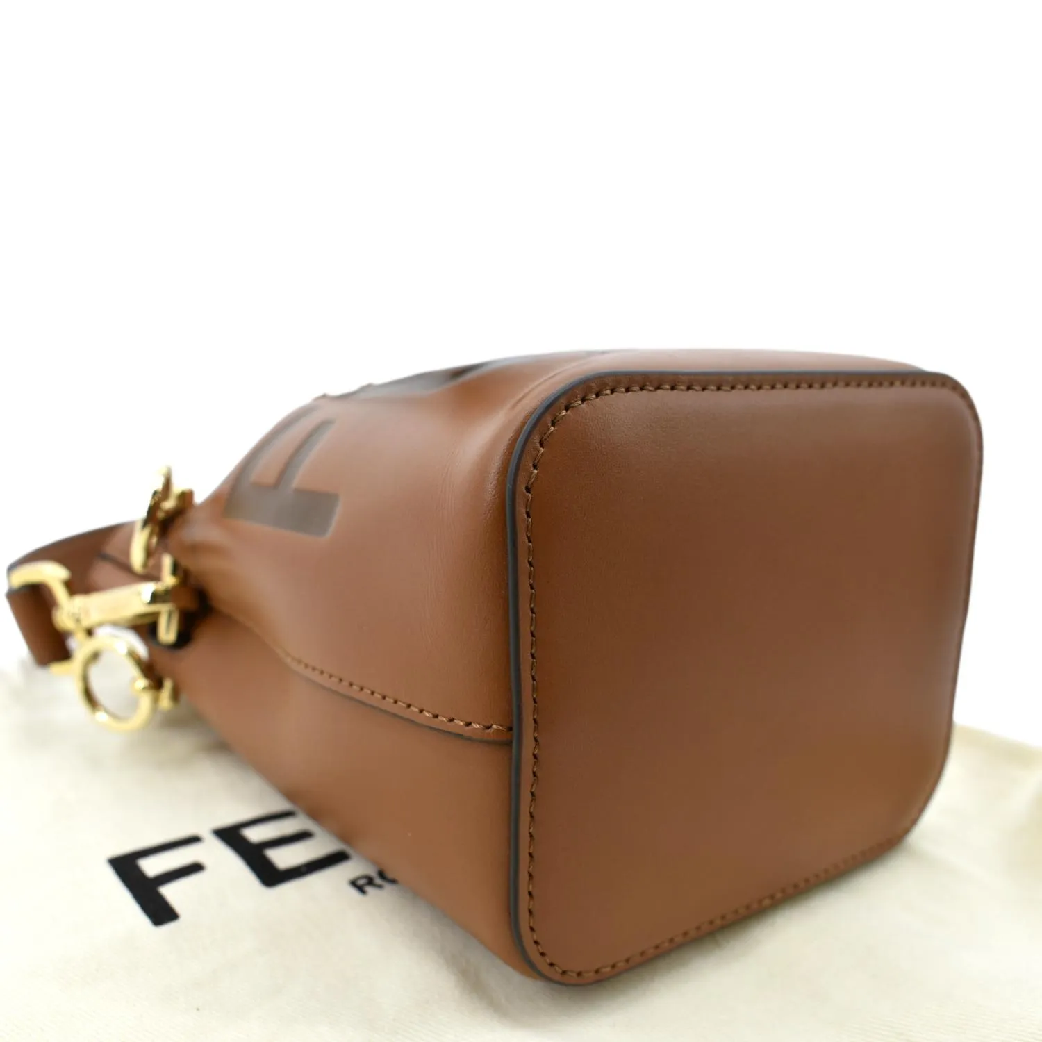 FENDI Mon Tresor Leather Bucket Crossbody Bag Brown