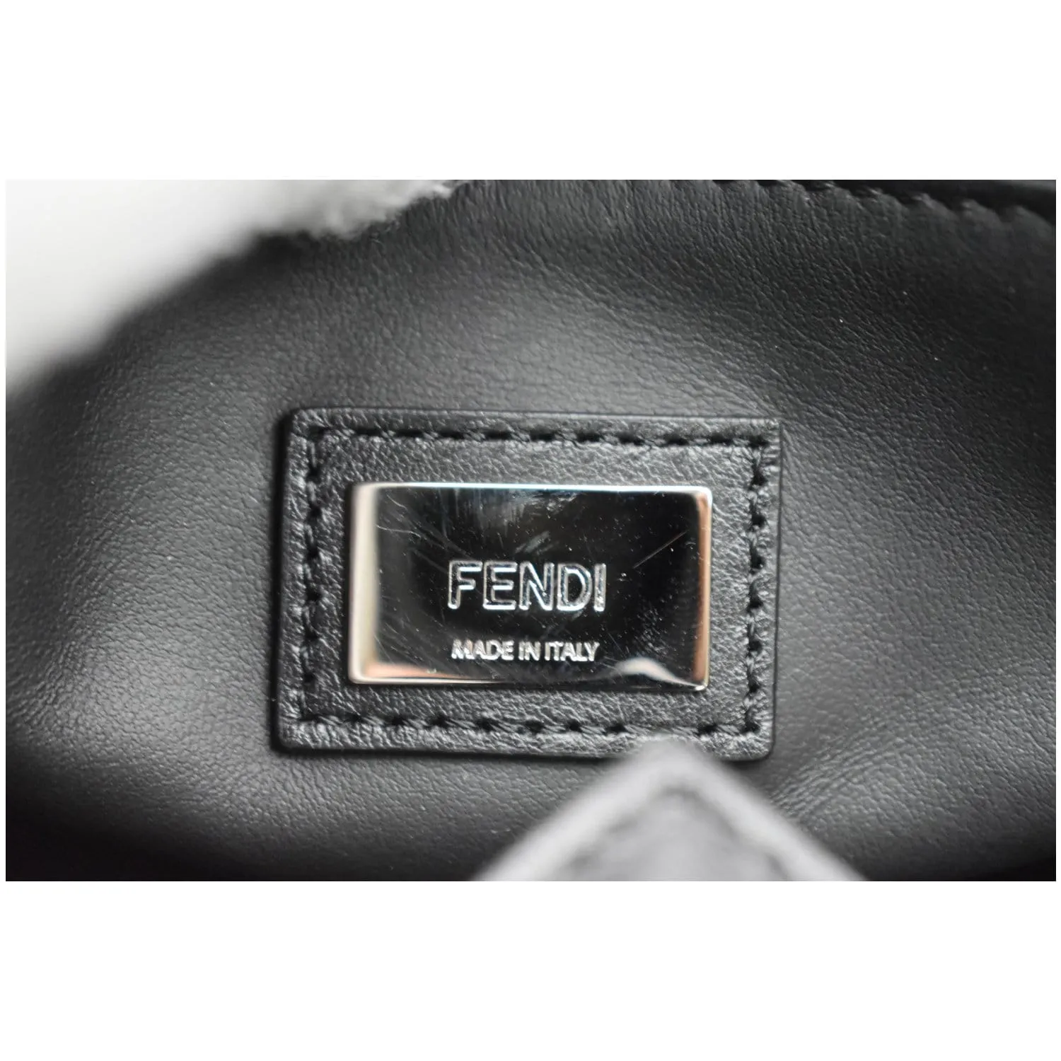 FENDI Petite 2Jours Whipstitch Leather Tote Shoulder Bag Black