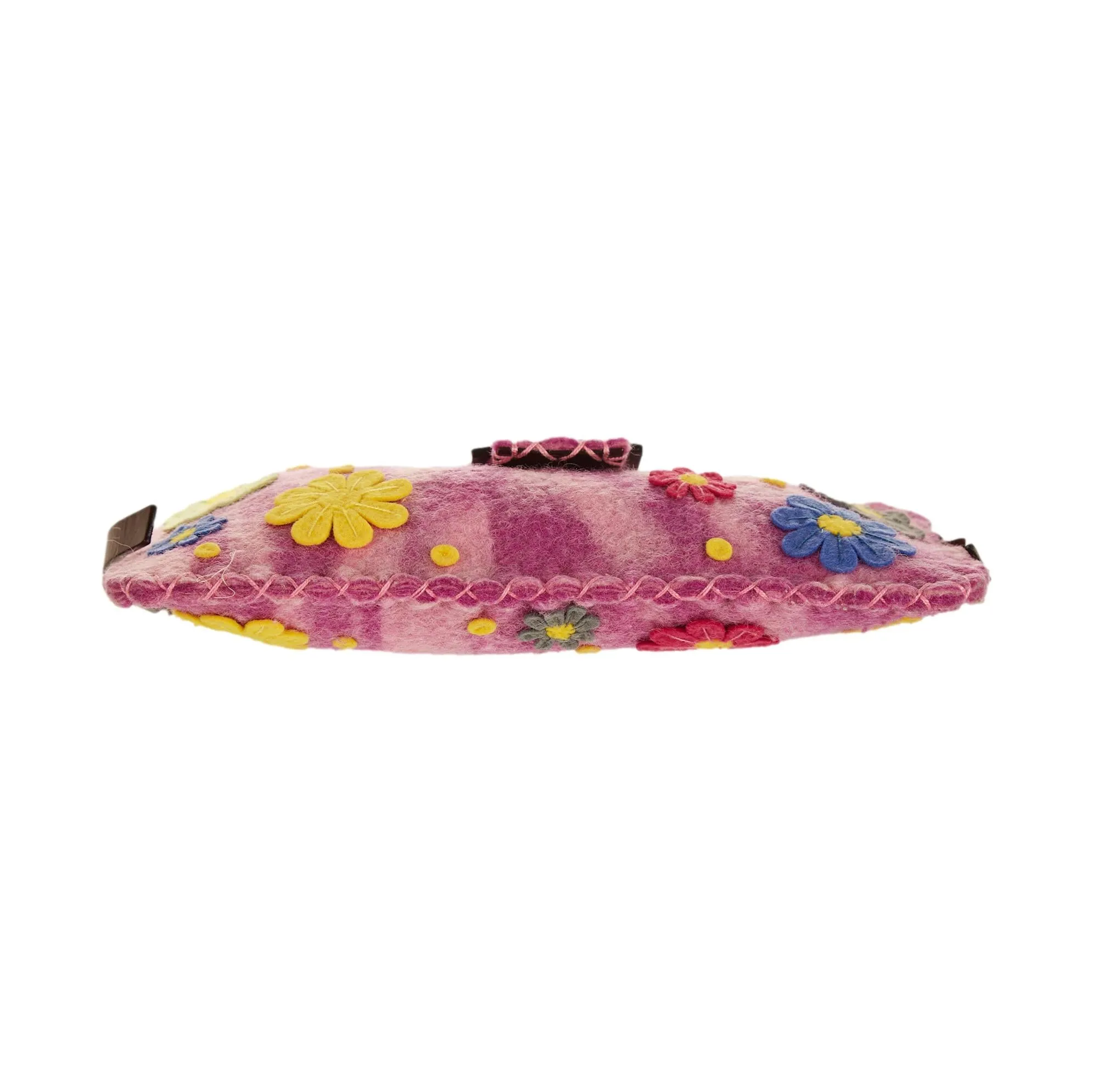 Fendi Pink Wool Floral Shoulder Bag