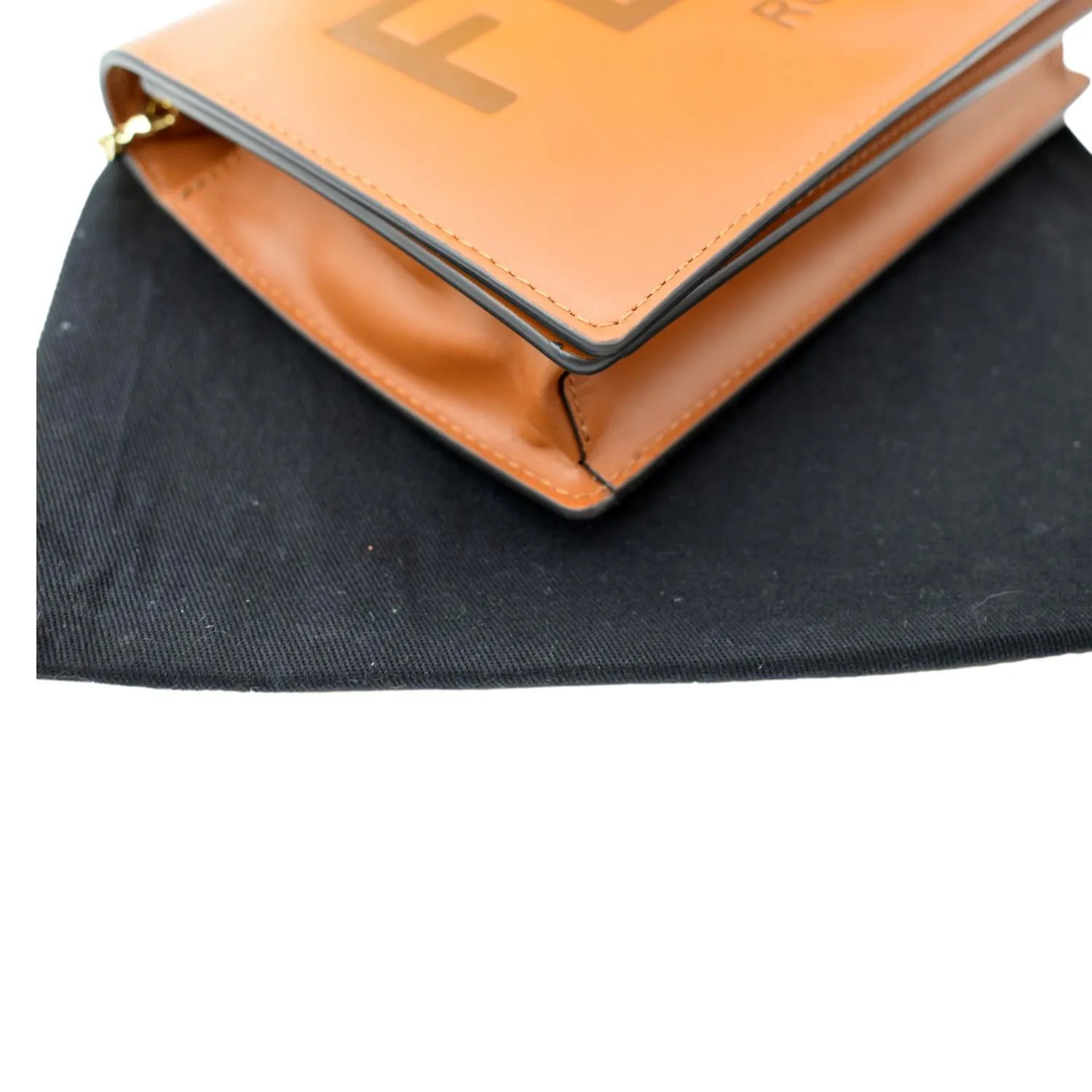 FENDI Roma Leather Wallet on Chain Crossbody Bag Brown