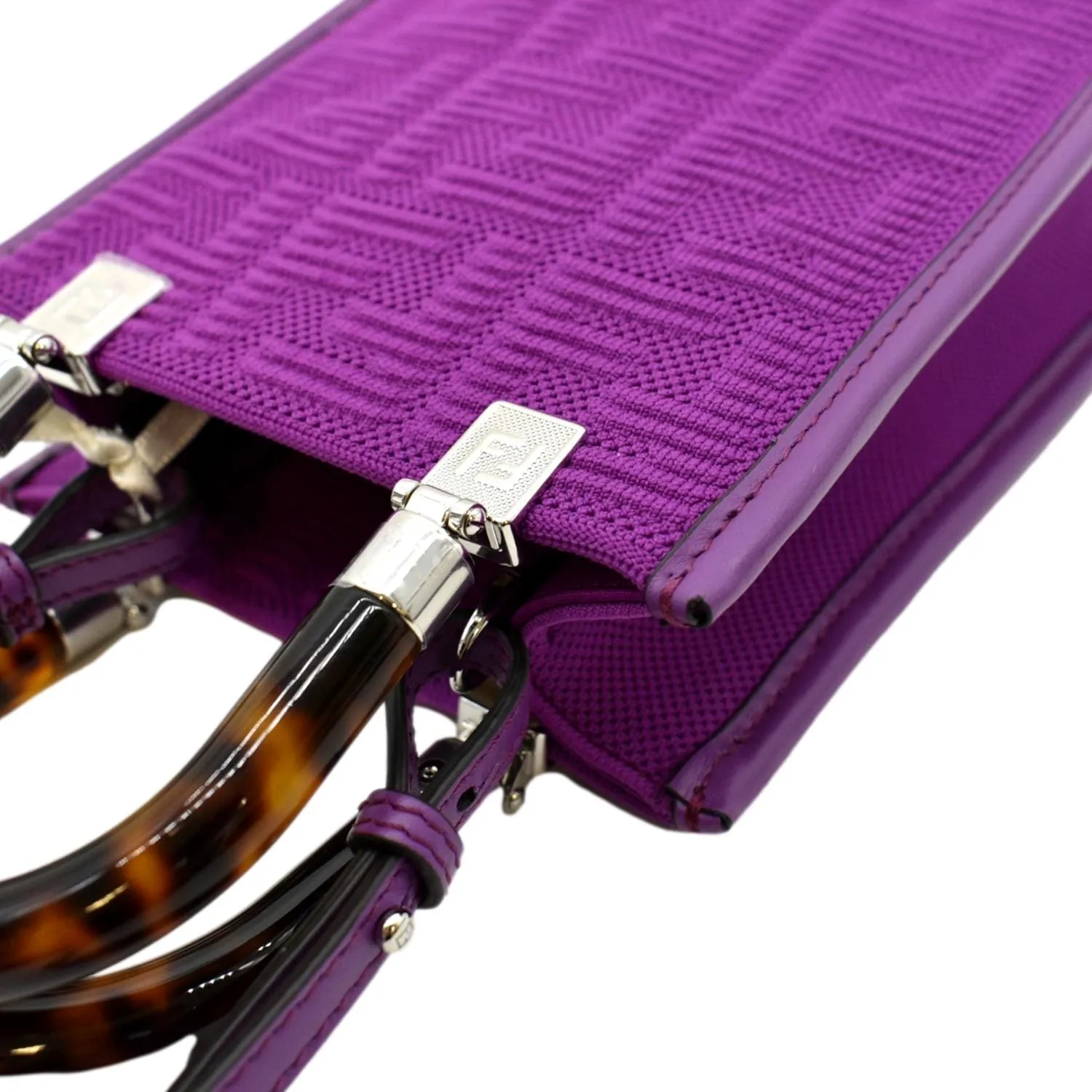 FENDI Sunshine Mini Plexiglass Vitello Ceylon Shopper Tote Purple