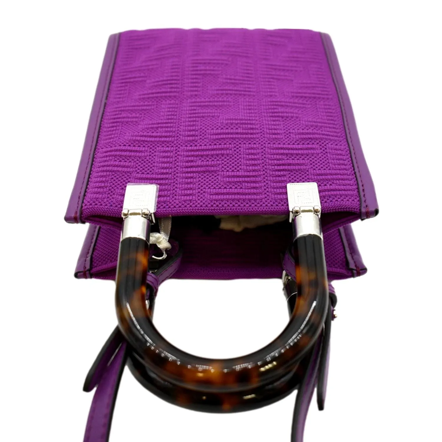FENDI Sunshine Mini Plexiglass Vitello Ceylon Shopper Tote Purple