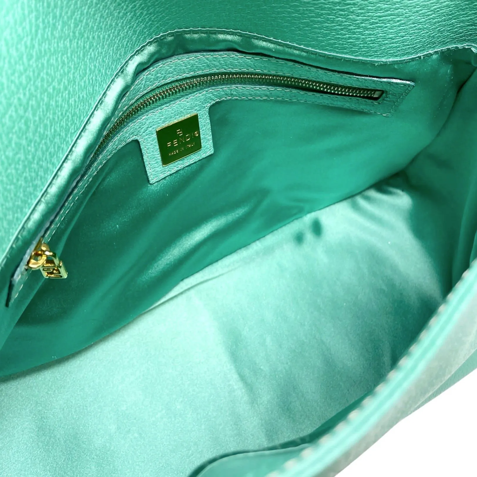 Fendi Turquoise Leather Baguette Bag