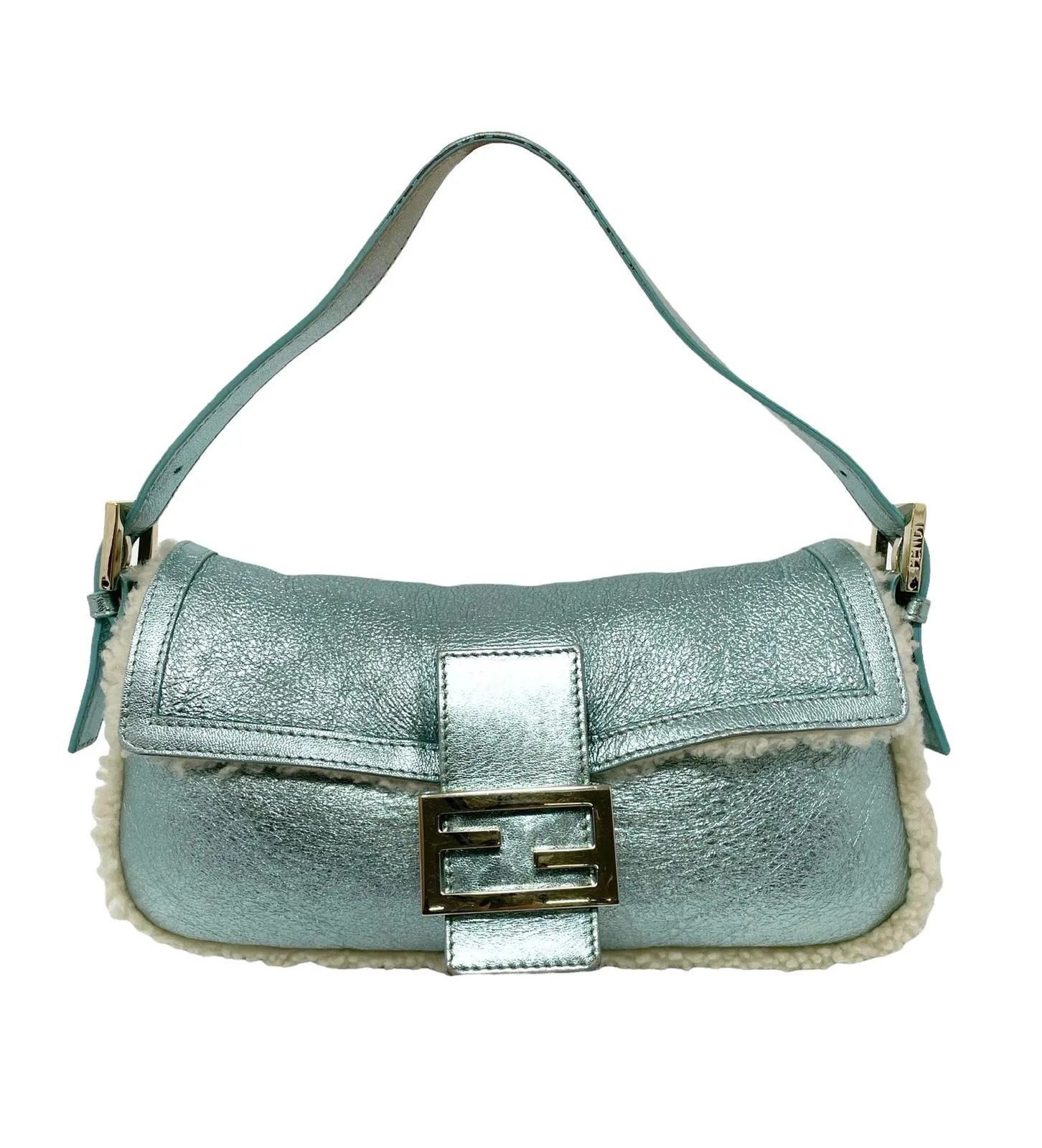 Fendi Turquoise Leather Baguette Bag
