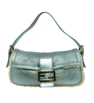 Fendi Turquoise Leather Baguette Bag