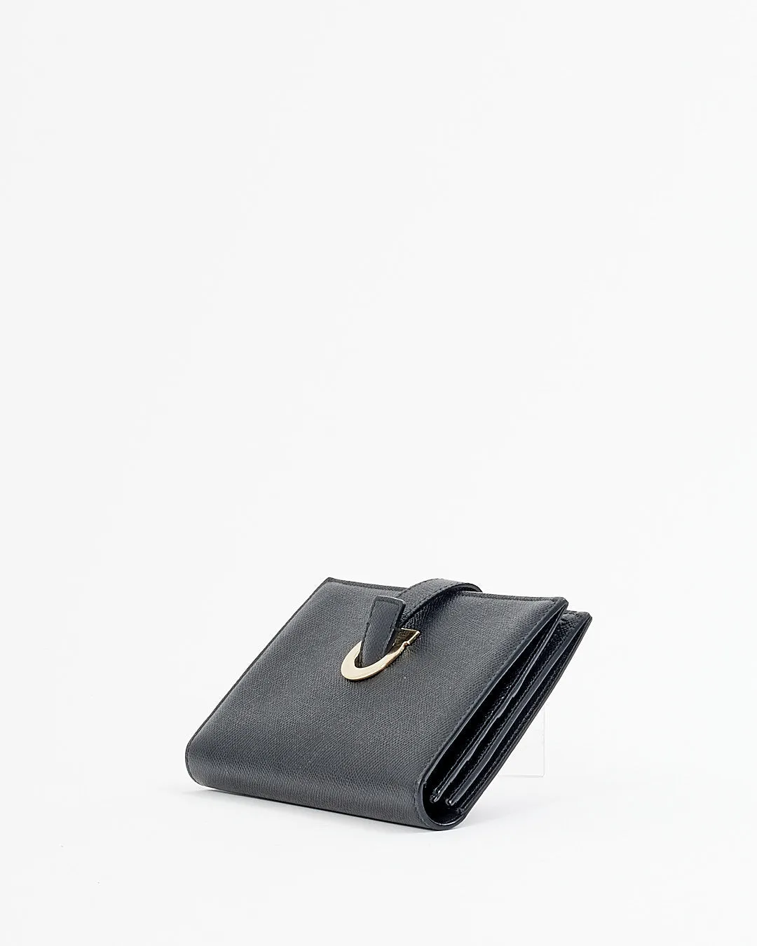 Ferragamo Black Leather Bi-Fold Organizer Wallet
