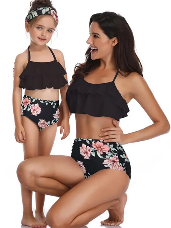 Floral Print Mommy And Me Matching Bikinis