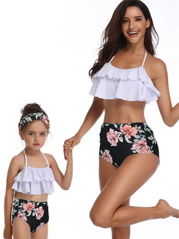 Floral Print Mommy And Me Matching Bikinis