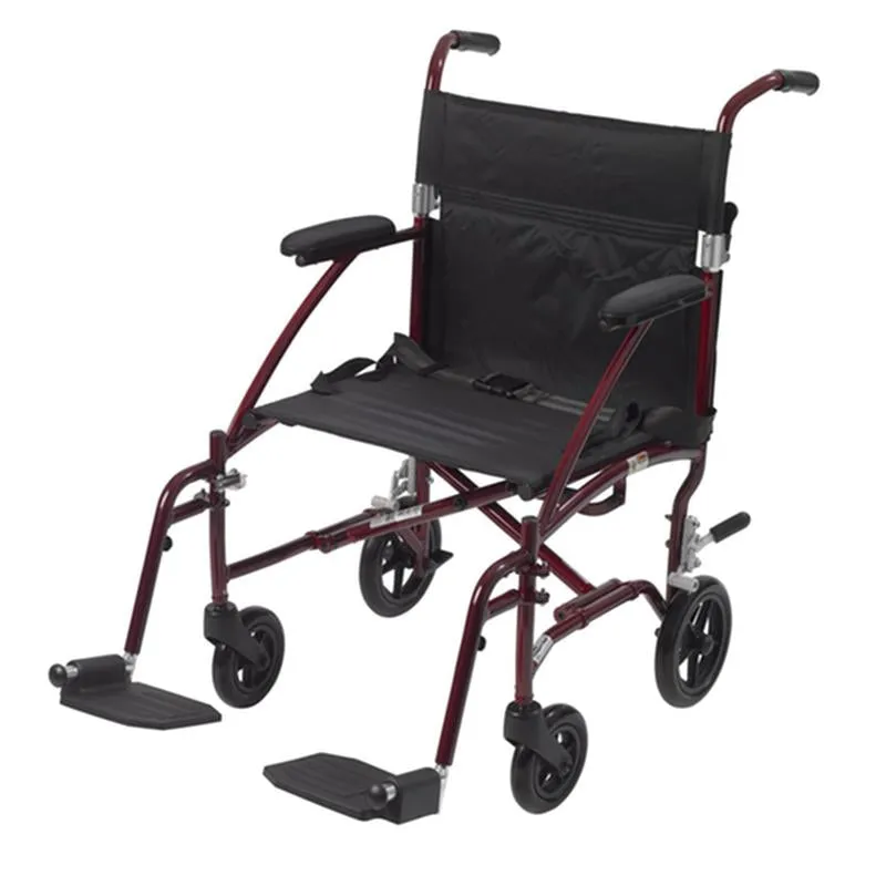 Fly Lite Ultra Lightweight Transport Wheelchair, Burgundy - 1 Each