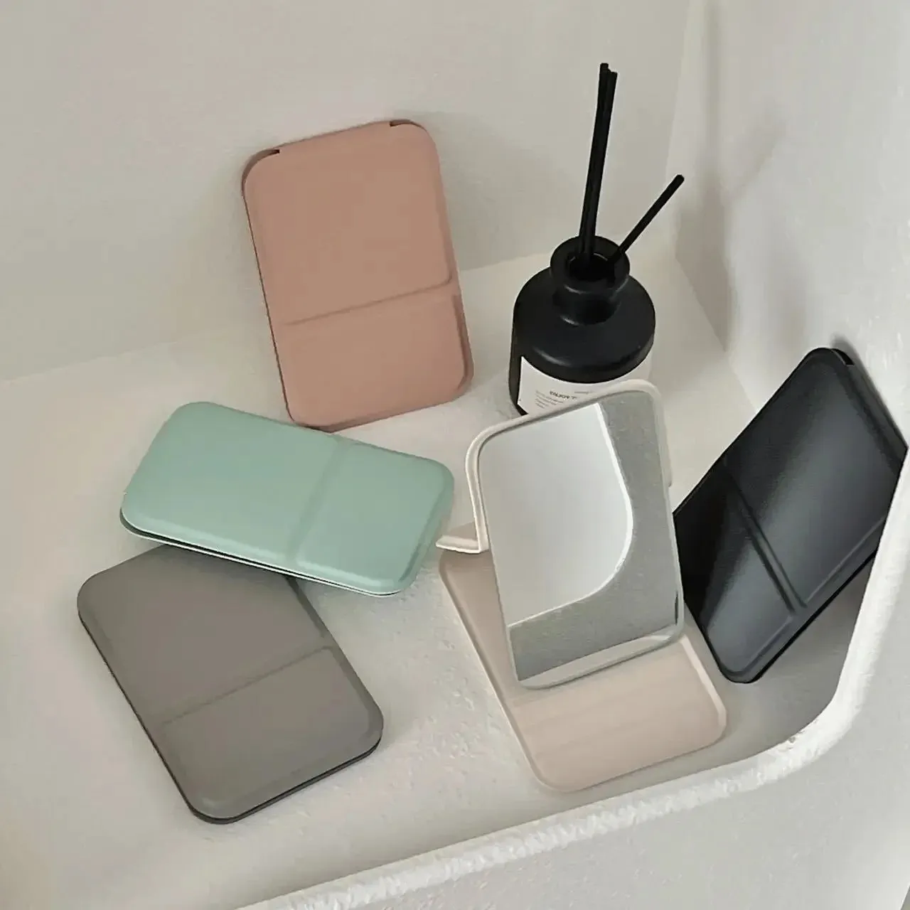 Foldable PU Leather Makeup Mirror – Portable Handheld & Desktop Compact Mirror