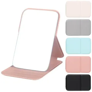 Foldable PU Leather Makeup Mirror – Portable Handheld & Desktop Compact Mirror