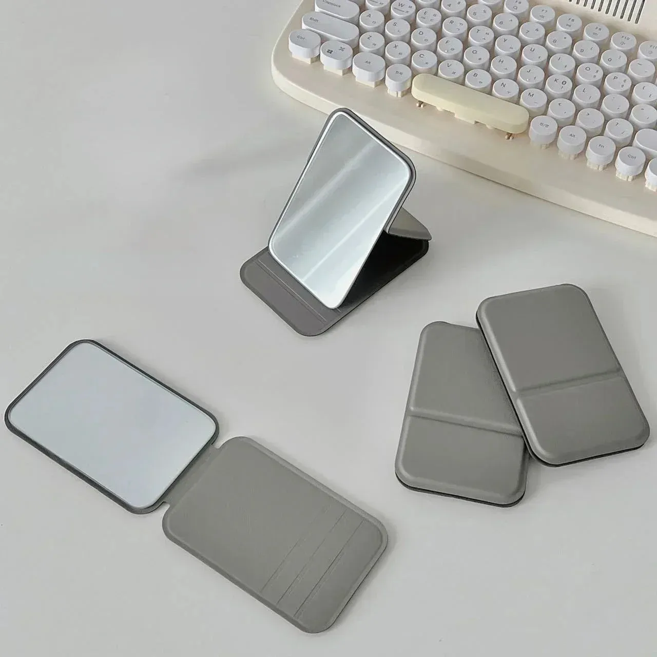 Foldable PU Leather Makeup Mirror – Portable Handheld & Desktop Compact Mirror