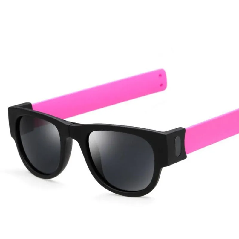 Foldable Unisex Clap Ring Sunglasses Wristband Slappable Sun Shades Snap-on Bracelet Glasses