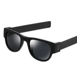 Foldable Unisex Clap Ring Sunglasses Wristband Slappable Sun Shades Snap-on Bracelet Glasses