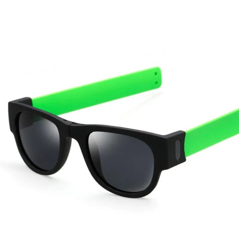 Foldable Unisex Clap Ring Sunglasses Wristband Slappable Sun Shades Snap-on Bracelet Glasses