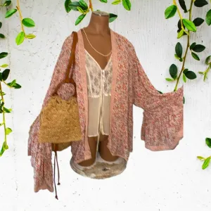 Free People gorgeous lightweight duster kimono jacket new never worn OS