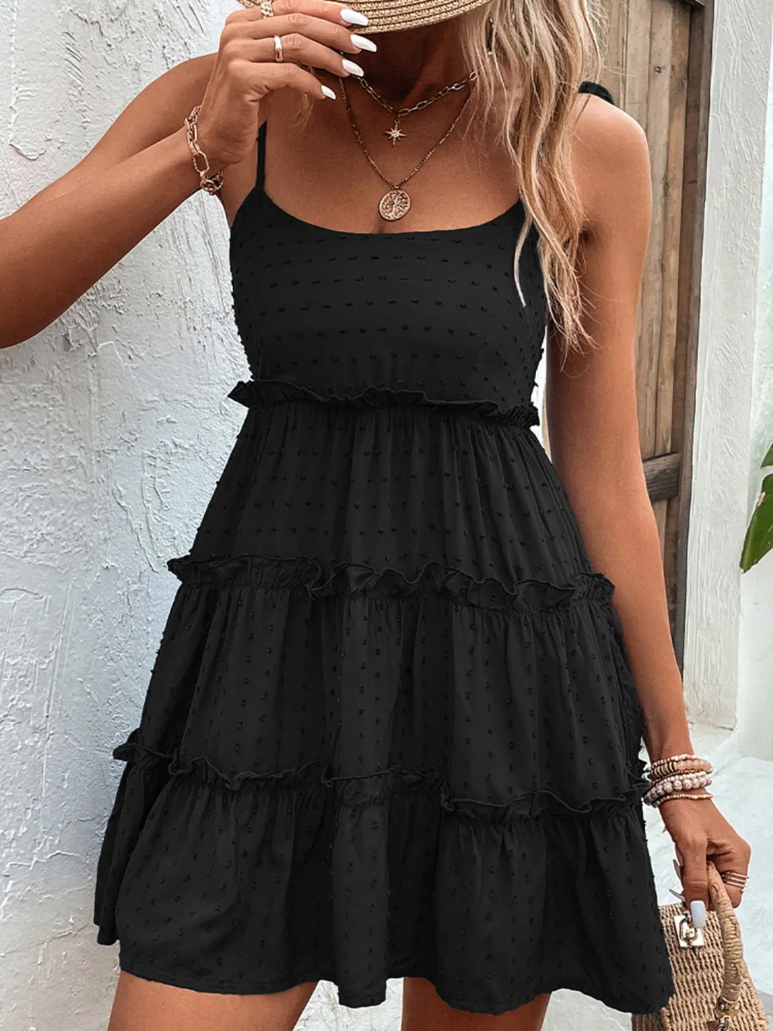 Frill Spaghetti Strap Tiered Dress (9 Colors)