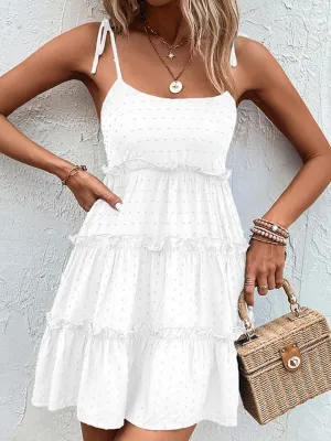 Frill Spaghetti Strap Tiered Dress (9 Colors)
