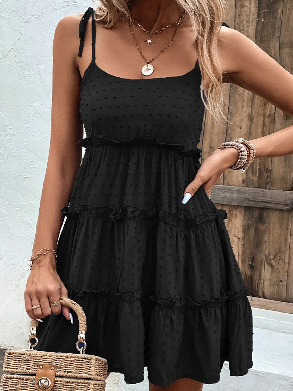 Frill Spaghetti Strap Tiered Dress (9 Colors)