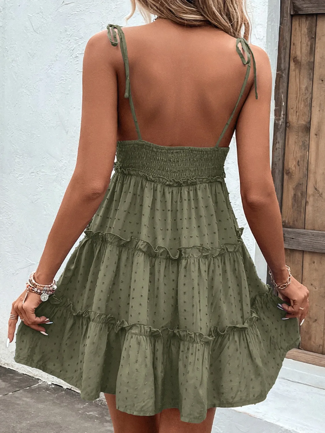 Frill Spaghetti Strap Tiered Dress (9 Colors)