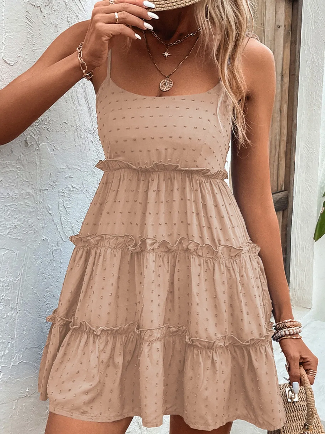 Frill Spaghetti Strap Tiered Dress (9 Colors)