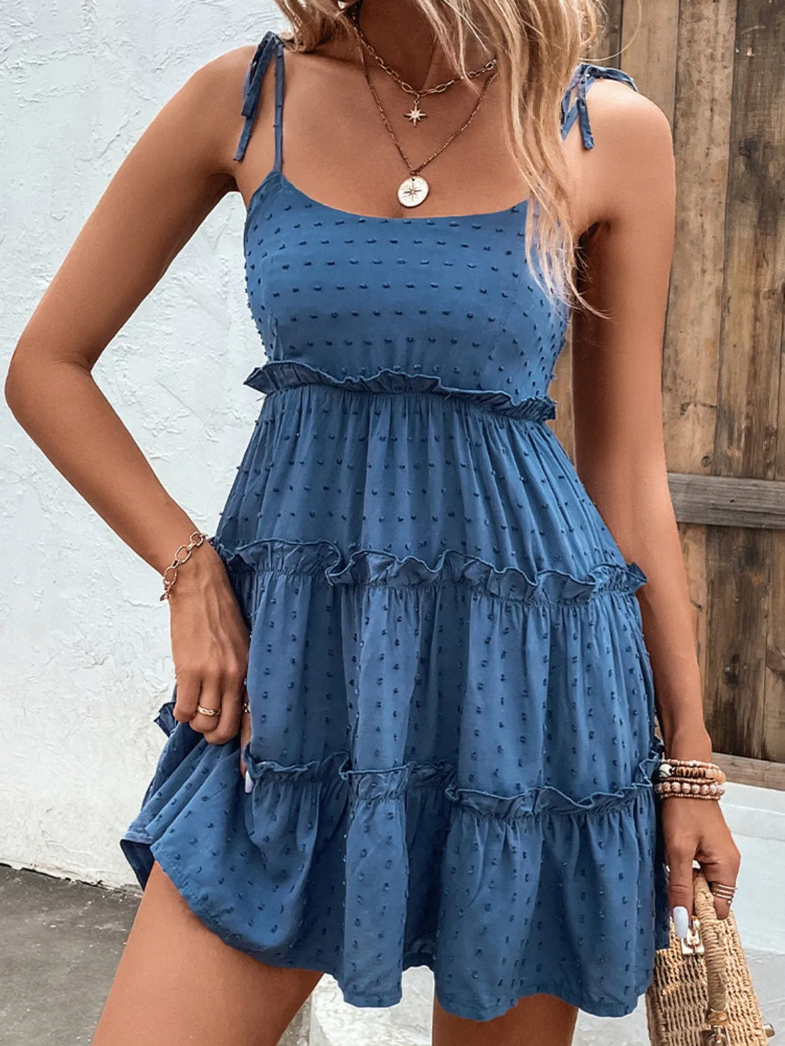 Frill Spaghetti Strap Tiered Dress (9 Colors)