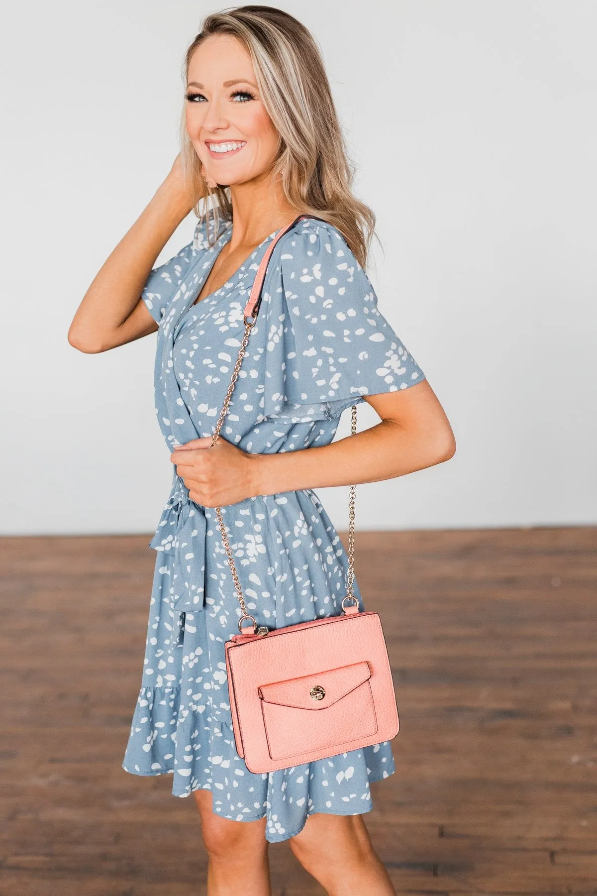 Front Pocket Crossbody Purse- Peach