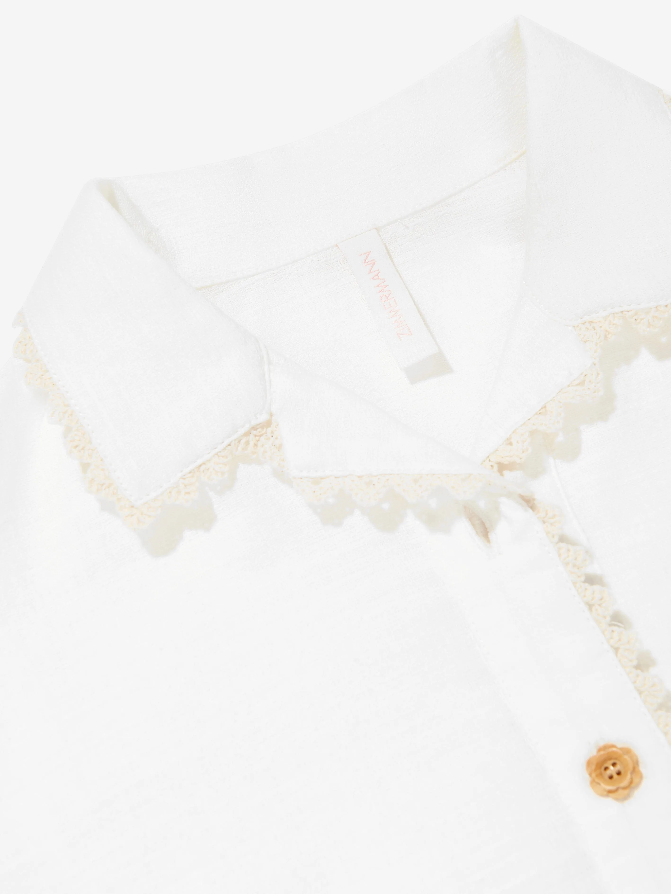 Girls Wylie Trimmed Blouse in Ivory